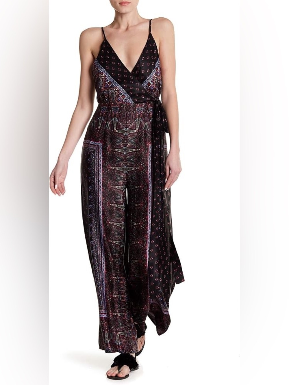 Free People Cabbage Rose black jumpsuit sz 8 “Berry Twilight”